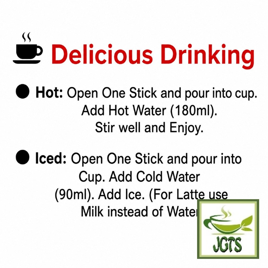 (AGF) Blendy Stick Black Soothing Caffeine-Free Coffee - Instructions to brew instant coffee