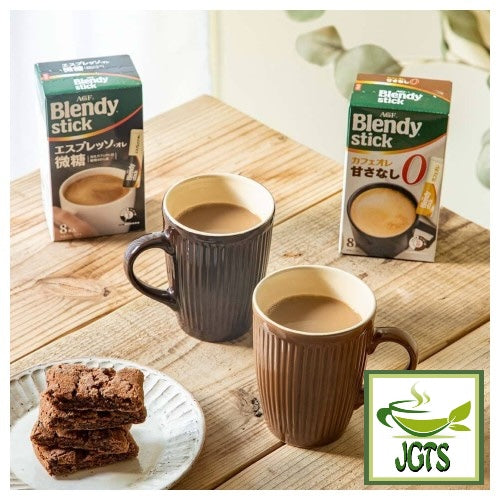 (AGF) Blendy Stick Cafe Au Lait (No Sugar) Instant Coffee 24 Sticks - one stick brewed in cup