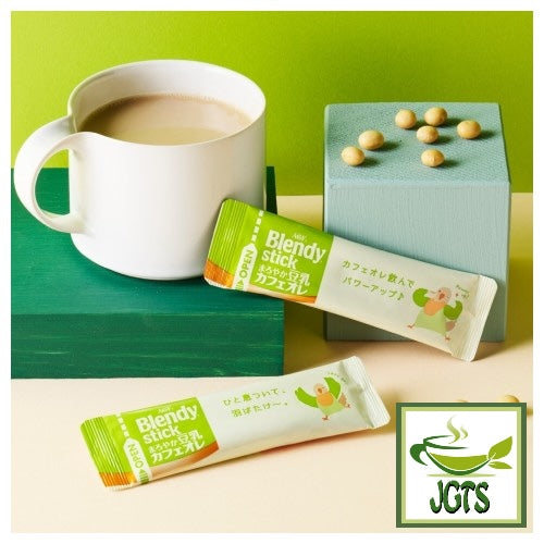 (AGF) Blendy Stick Mellow Soy Milk Cafe Au Lait Instant Coffee - stick and brewed in cup