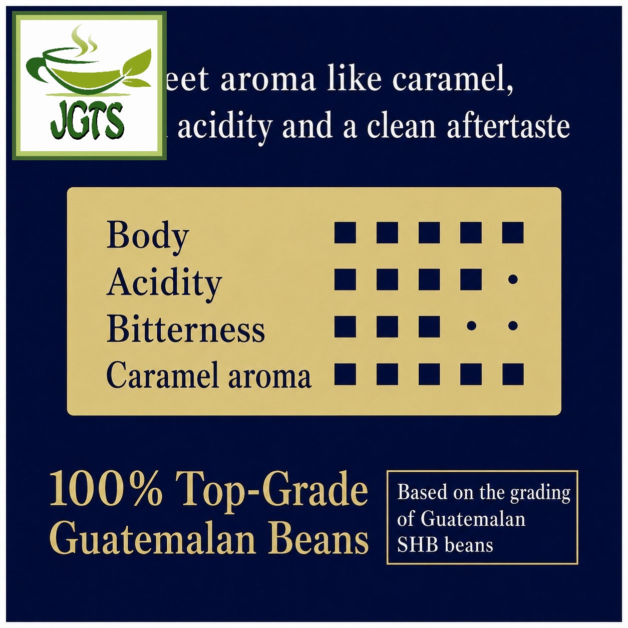 (AGF) Luxurious Coffee Shop Premium Black 100_ Guatemalan  Guatemalan 20 Sticks - Flavor Chart (E)