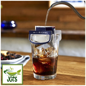 AGF ~ Luxurious Coffee Shop Premium Drip Fragrant Mocha Blend - Drip filter on cold glass