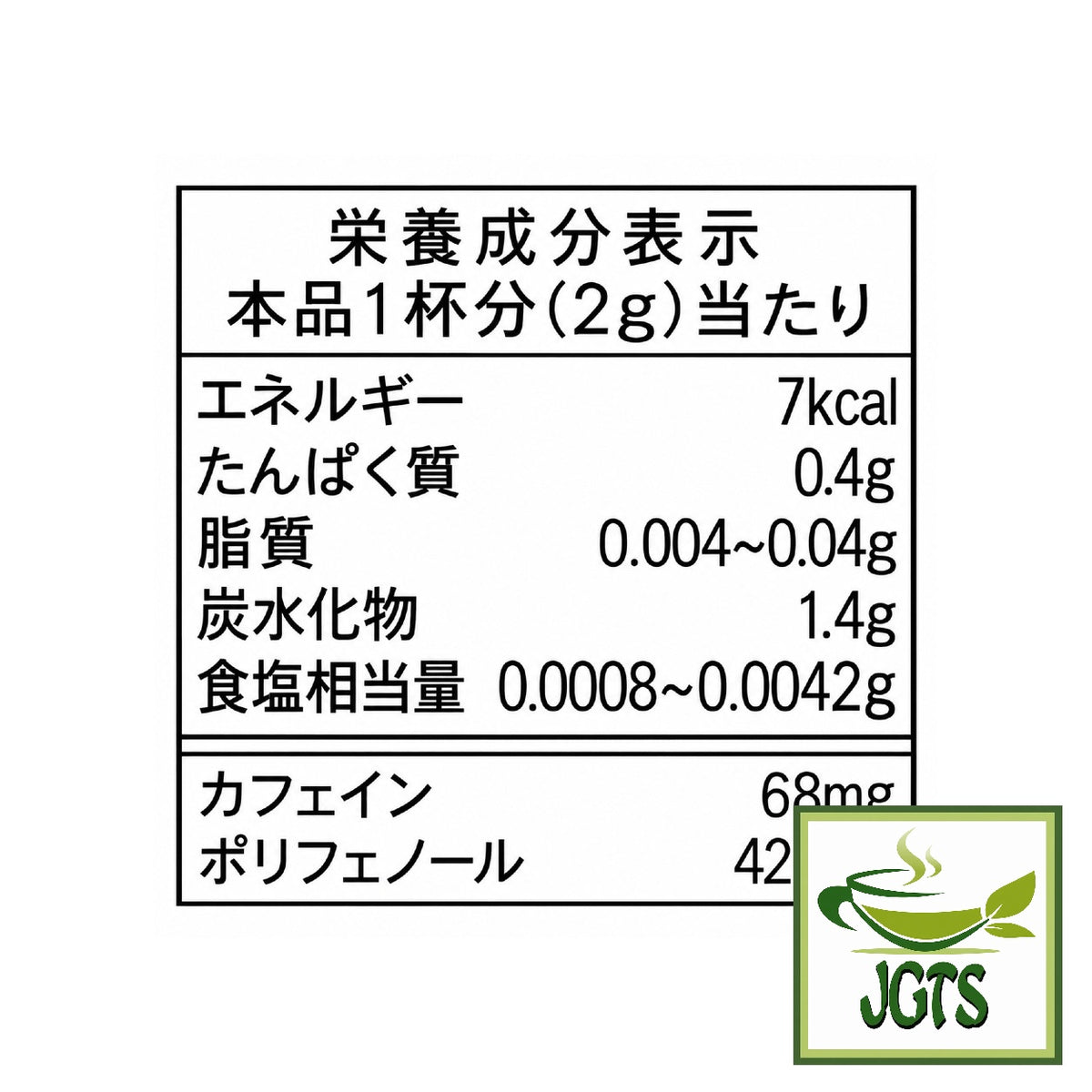 (AGF) Maxim Stick Black - Nutrition information