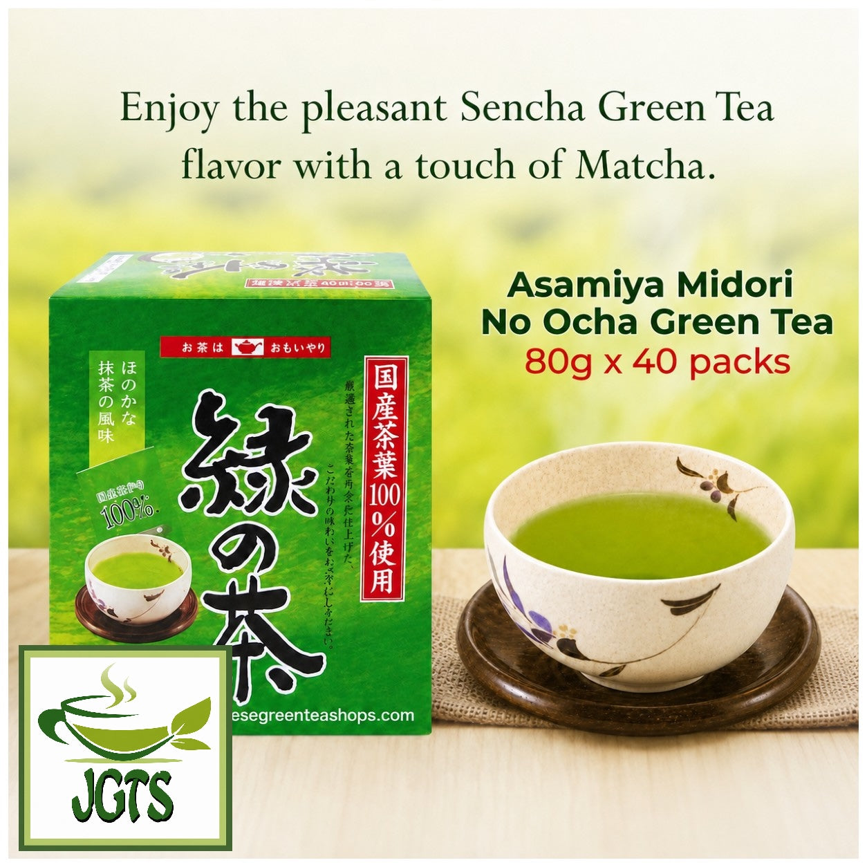 お茶茶茶 Asamiya Midori No Ocha Green Tea Bags 40 Pack – Japanese Green Tea
