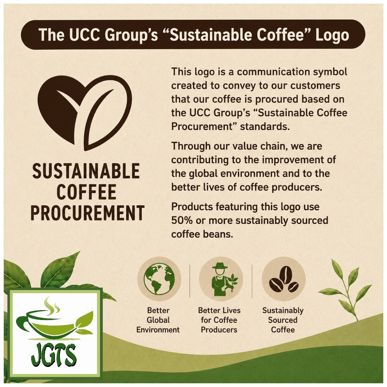 Coffee Exploration Blue Mountain Blend Instant Coffee (Jar) - UCC sustainably sourced logo (E)