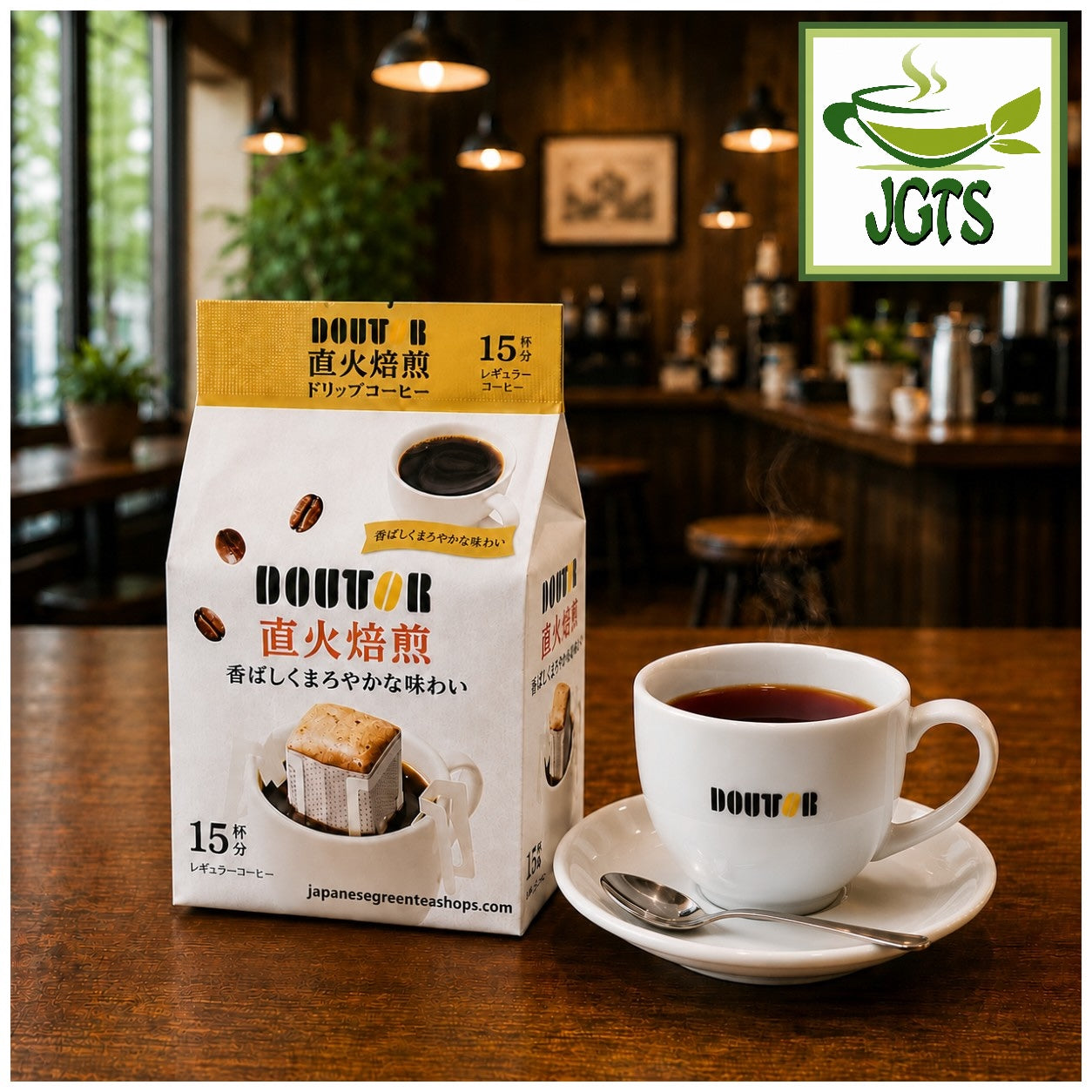 (Doutor) Direct Fire Roasted (Umai) Ground Coffee - Served hot in a cup with package