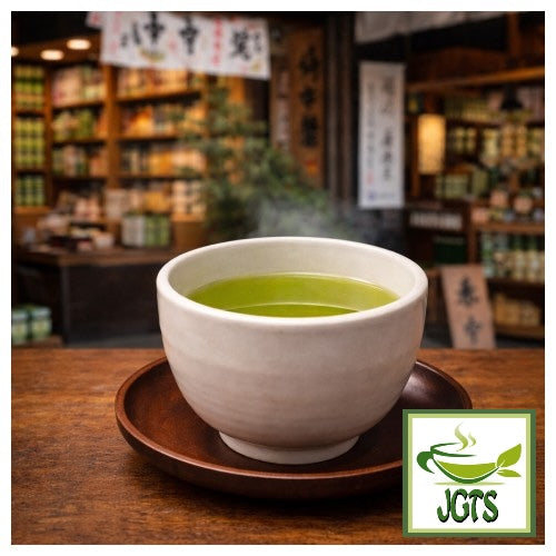 First Harvest Deep Steamed Sayama Tea - brewed in cup at teashop