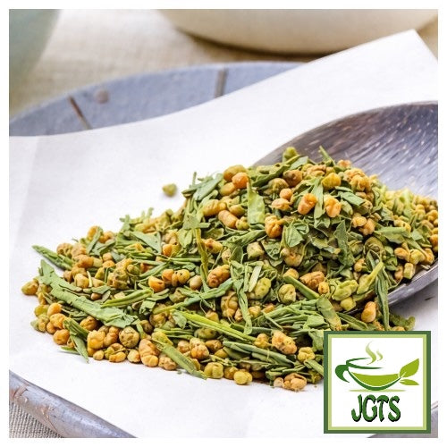 GENMAICHA (Brown rice tea) with UJI MATCHA - loose tea on scoop