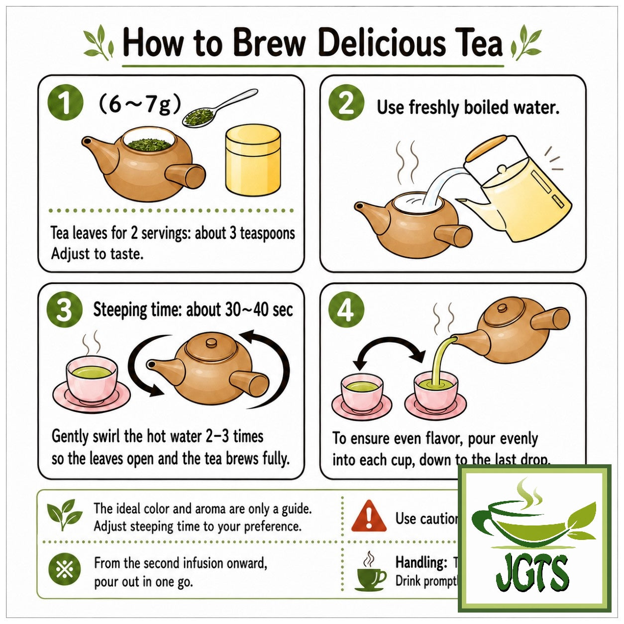 (HISHIWAEN) - Roasted Green Tea & Barley - Instructions how to brew (E)