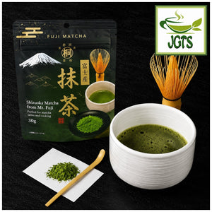 (Hagiri) Shizuoka Fuji Matcha - Package of Shizuoka matcha and whisked matcha ceremonial style