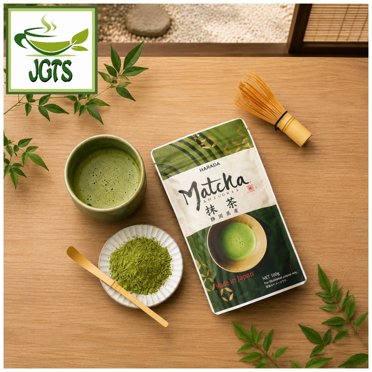 Harada Shizuoka Pure Matcha - Package and whished matcha