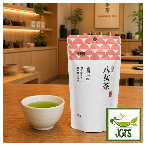 Harada Yame Green Tea (100 grams) - Shizuoka tea and cup of green tea