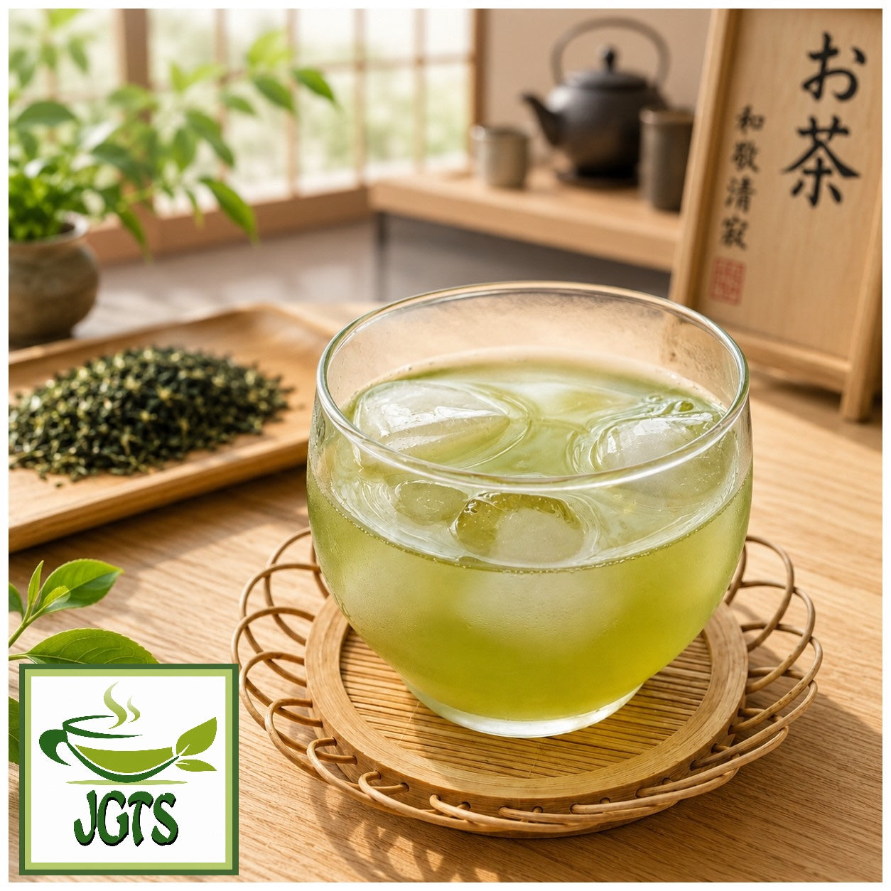 (ITO EN) - Oi Ocha Matcha Green Tea Bags (50 Pack) - Brewed green tea in cup over ice 