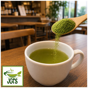 (ITO EN) Oi Ocha Deep Sarasara Matcha Instant Green Tea (80 grams) - Prepareing at a tea shop