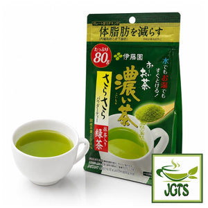 (ITO EN) Oi Ocha Deep Sarasara Matcha Instant Green Tea (80 grams) - Served hot in a white tea cup