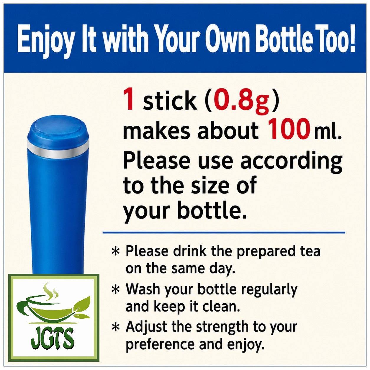 (ITO EN) Oi Ocha Sarasara Instant Green Tea With Matcha - How to brew my bottle (E)