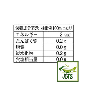 Ichibancha - Sayama Tea Bags - Nutrition information (100ml)