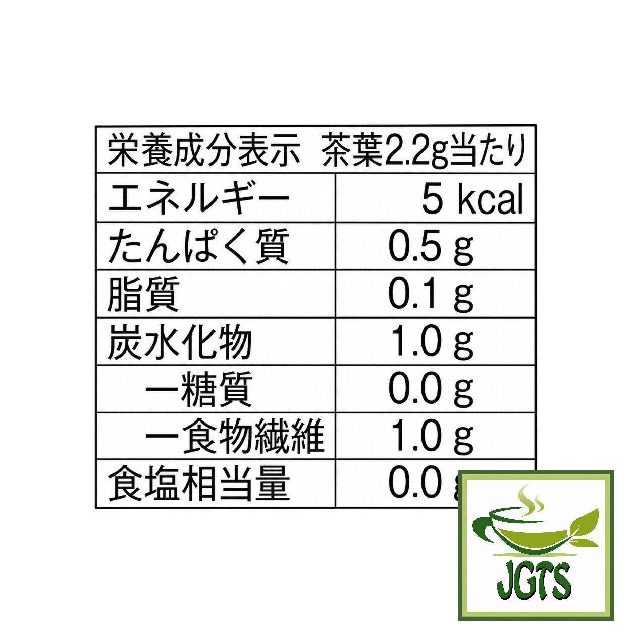 Ichibancha - Shizuoka Tea Bags - Nutrition information (tea leaves)