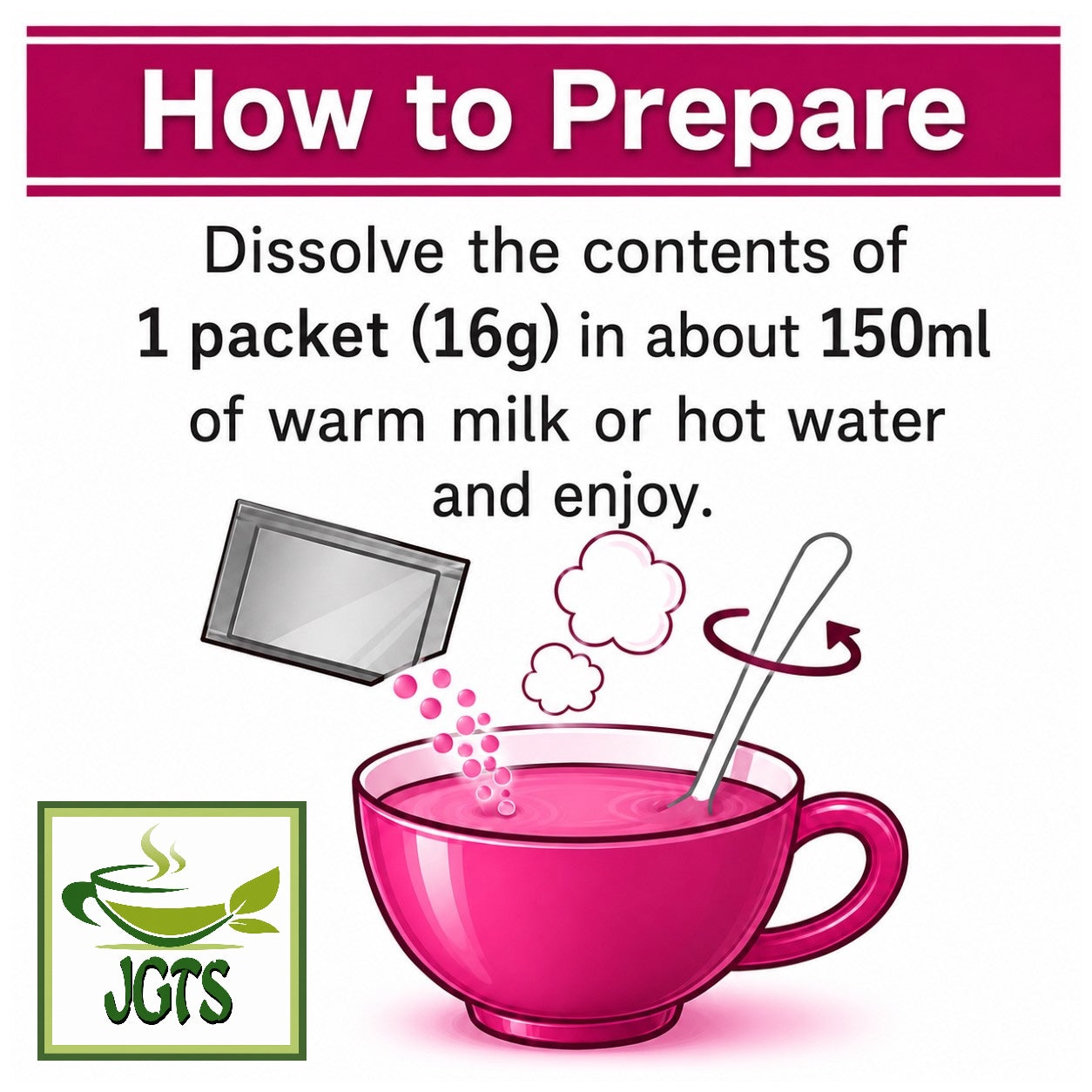 Instant Sakura Latte - Instructions to brew sakura latte (E)