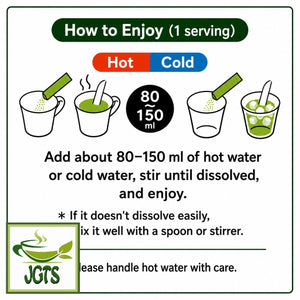 (Iyemon) Instant Ryokucha Green Tea Sticks with Matcha - Instructions to brew (E)