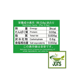 (Iyemon) Instant Ryokucha Green Tea Sticks with Matcha - Nutrition information