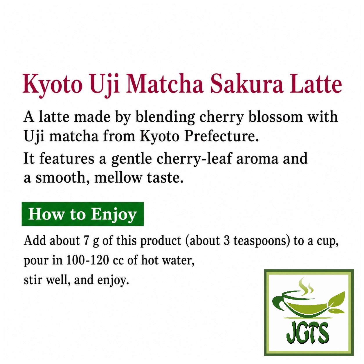(Kaldi) Original Kyoto Uji Matcha Sakura Latte - How to Brew Matcha sakura tea (E)