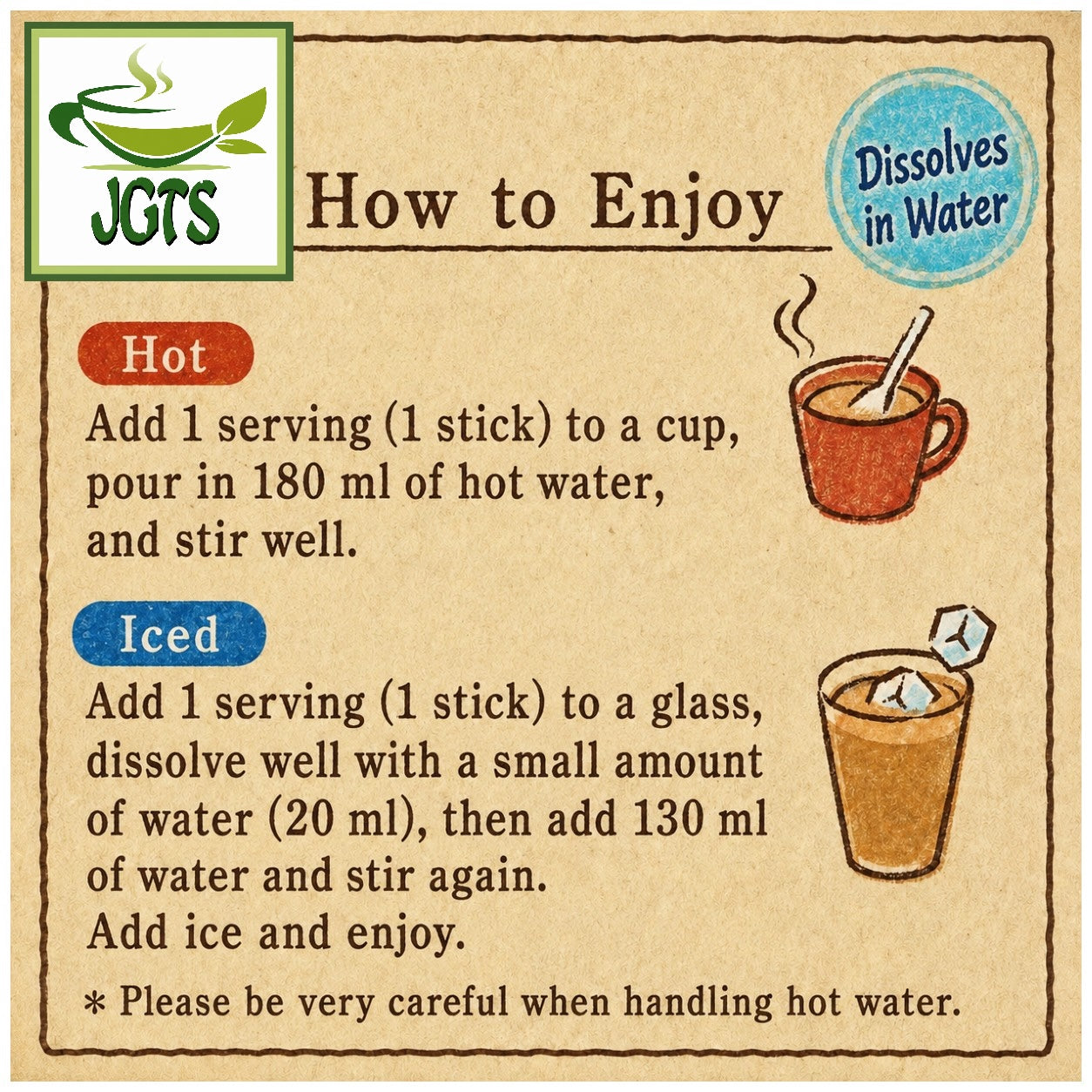 Kataoka - Bussan Takumi No Cafe Au Lait Rich Milk - Instructions to make hot or cold (E)