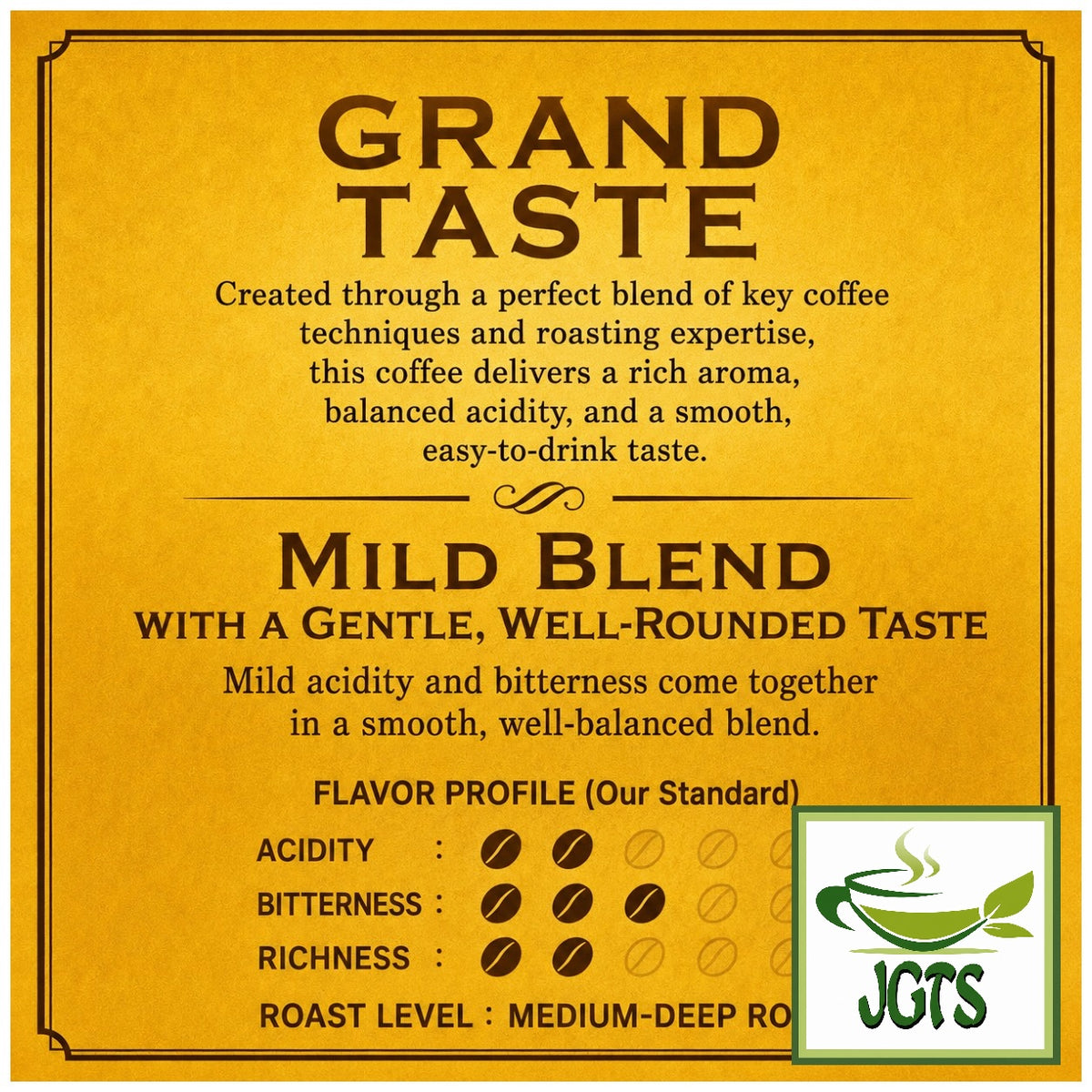 Key Coffee Grand Taste Mild Blend Drip Coffee- Coffee flavor chart (E)