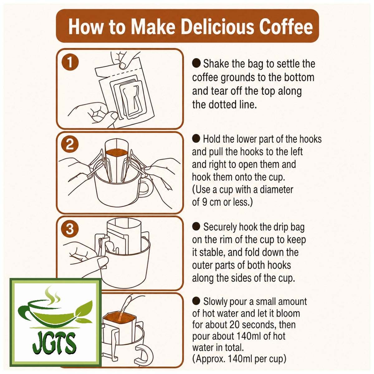 Key Coffee Grand Taste Mild Blend Drip Coffee - How to brew Key drip packets (E)