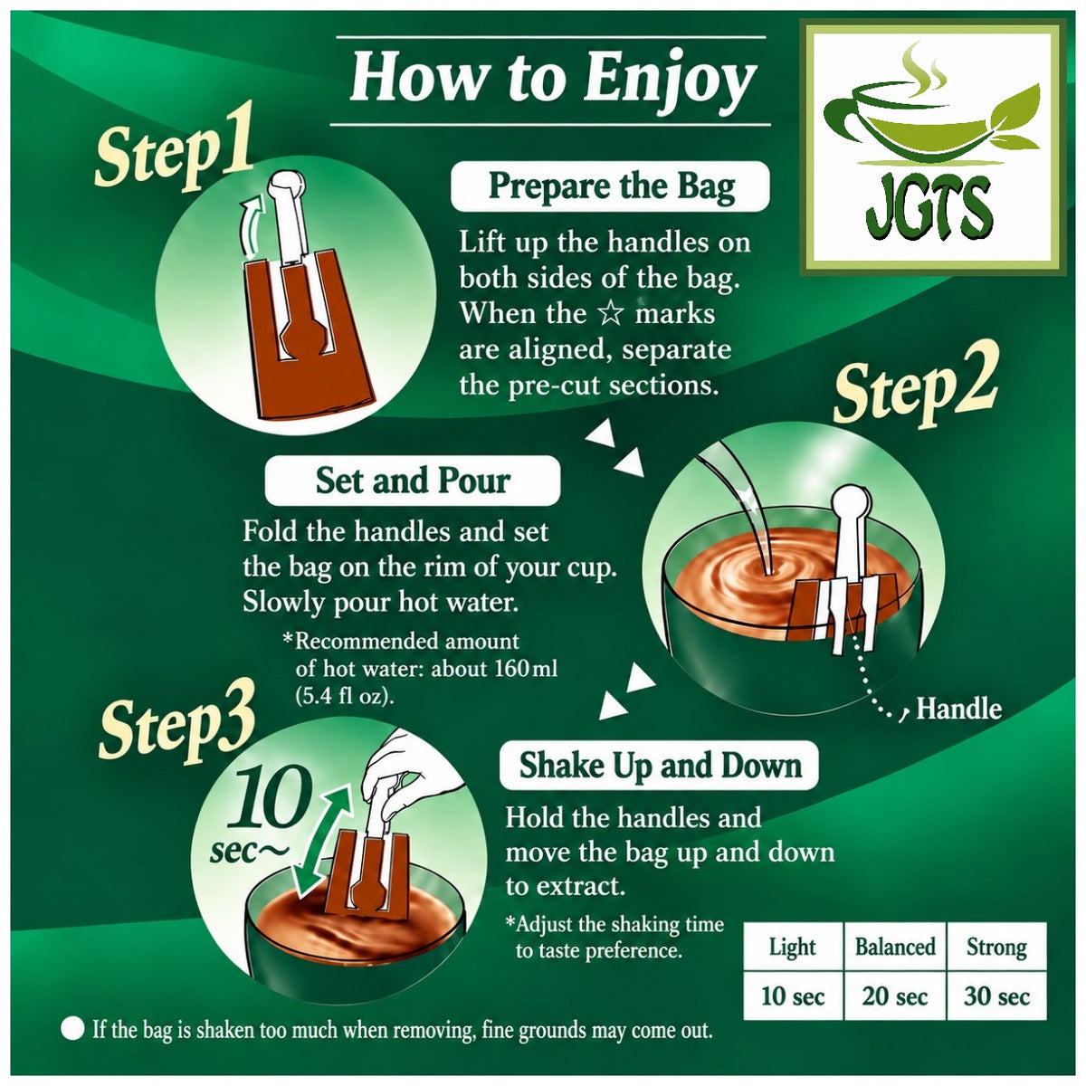 Key Coffee KEY DOORS JET BREW Drip Coffee Kilimanjaro - Instructions to jet brew key coffee filter packets (E)