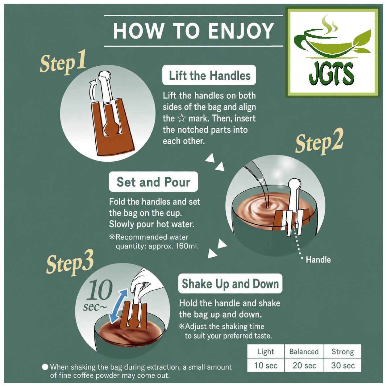(Key Coffee) - KEY DOORS JET BREW Original Blend Drip Coffee - Instructions how to brew (E)