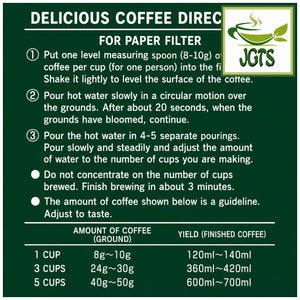 (Key Coffee) - KEY DOORS Kilimanjaro Blend (LP) Coffee Beans - Instructions to drip brew key coffee beans (E)