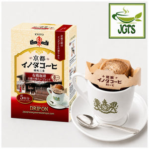 (Key Coffee) Drip On Kyoto Inoda Coffee Organic Koto Taste Blend - Box and drip coffee filter packet on cup