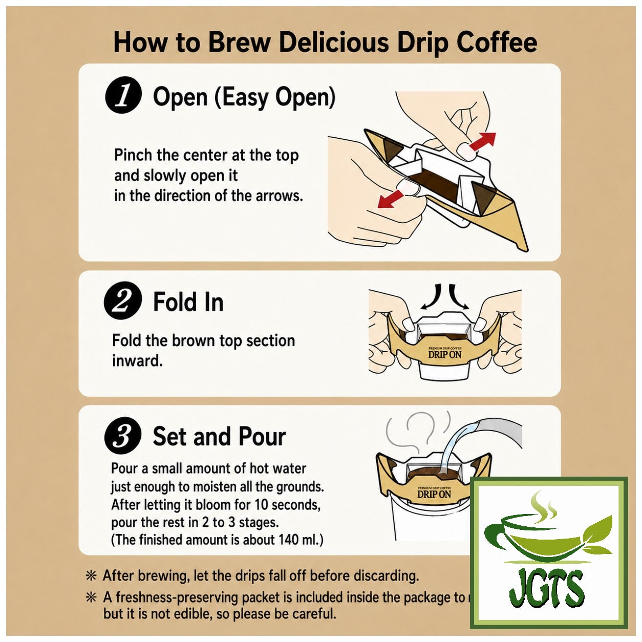 (Key Coffee) Drip On Variety Pack - How to brew Drip On English