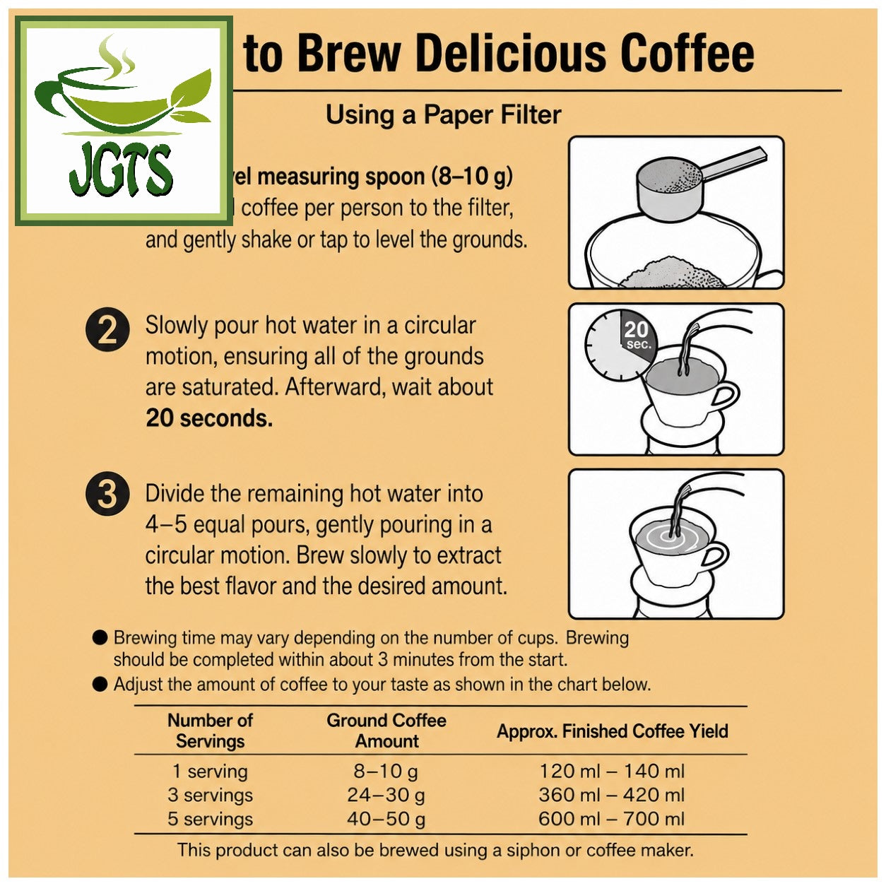 (Key Coffee) Grand Taste Mild Blend Ground Coffee - Instructions how to brew Grand Taste coffee ()E)
