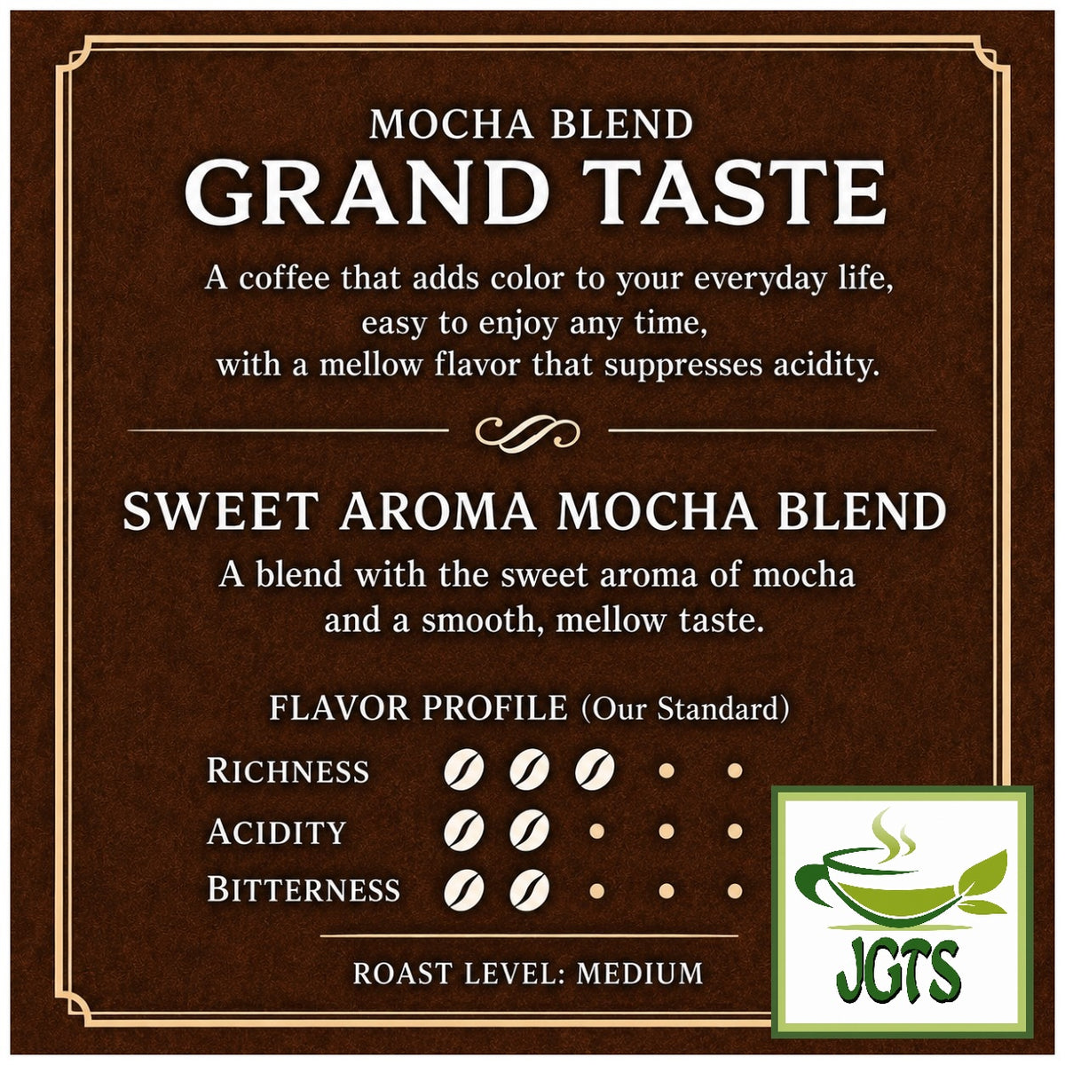 (Key Coffee) Grand Taste Mocha Blend Ground Coffee - Coffee flavor chart (E)