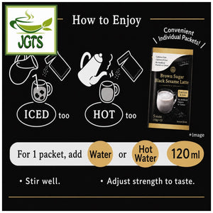 Kuki Sangyo . Kuro Goma (Black Sesame) Latte (4 Pack) - Instructions to make goma latte (E)