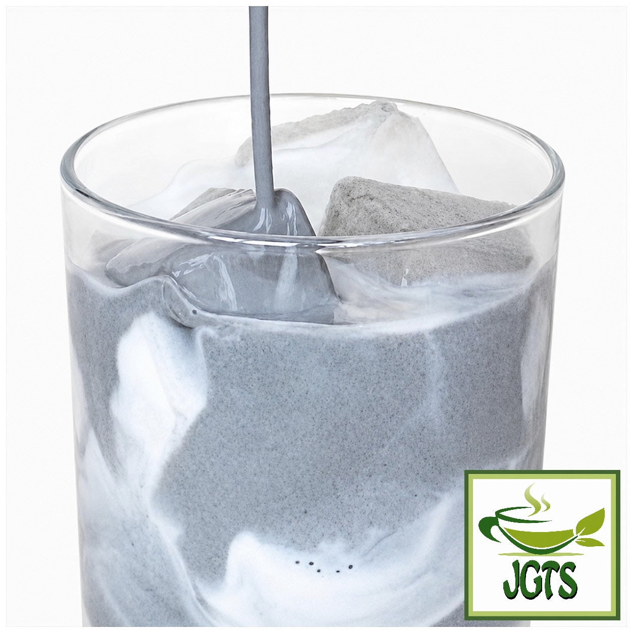 Kuki Sangyo . Kuro Goma (Black Sesame) Latte (4 Pack) - Poured over ice in glass