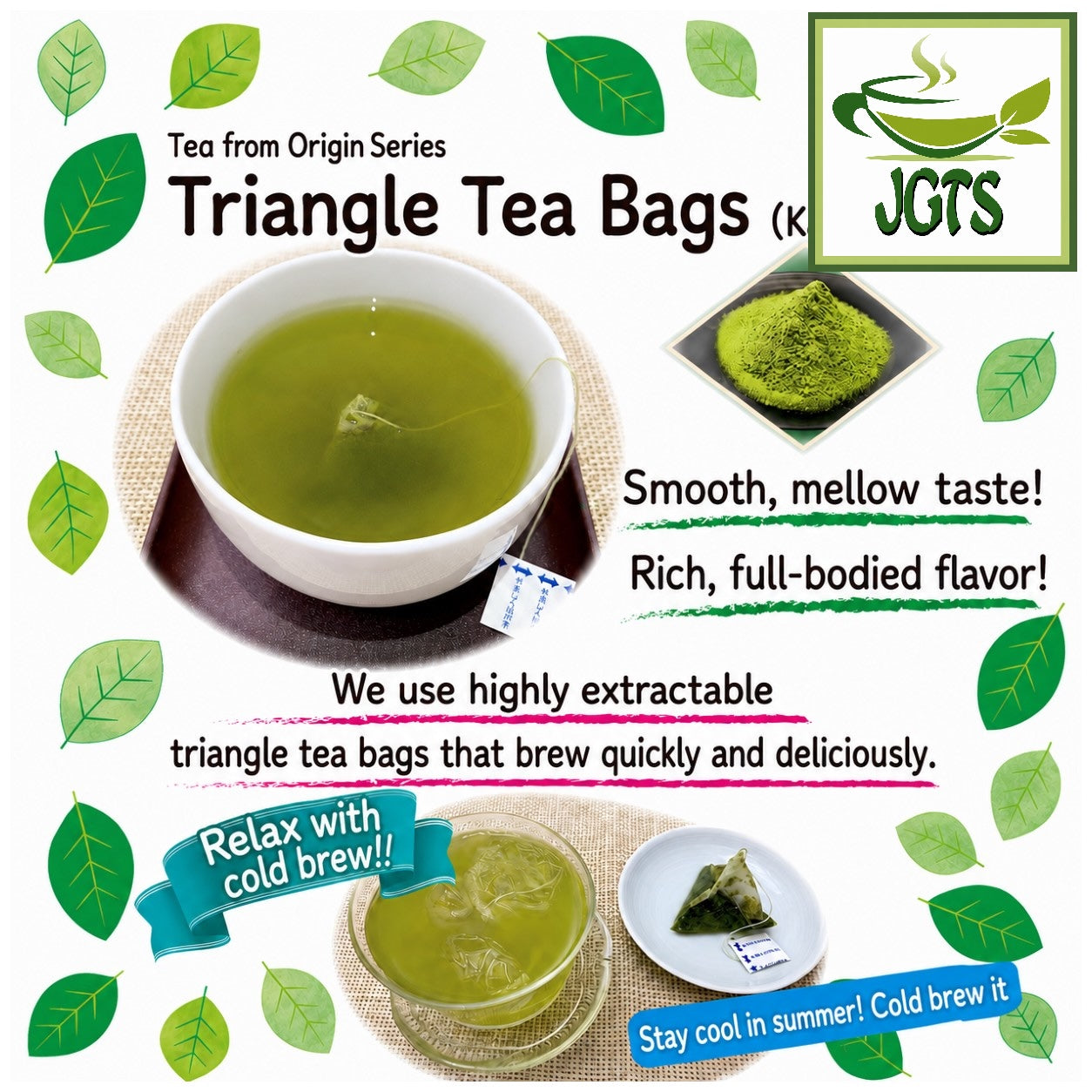 Kunitaro Kakegawacha with Matcha Tea Bags - Triangle tea bags (E)
