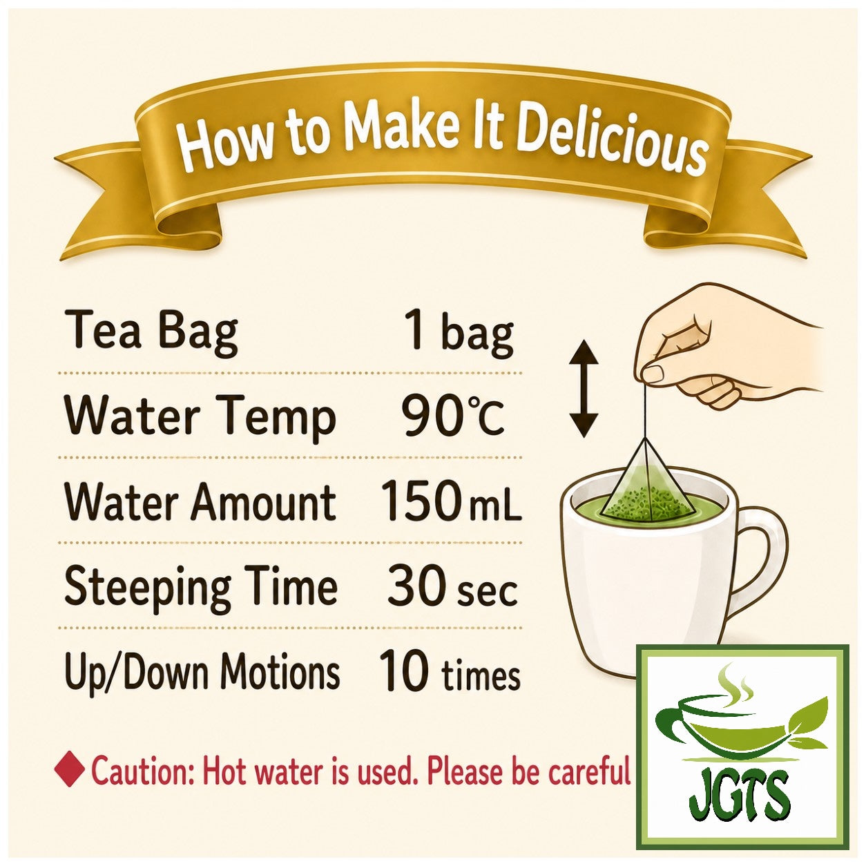 Kunitaro Moomin Decaffeinated Genmaicha Brown Rice Tea - Instructions how to brew (E)