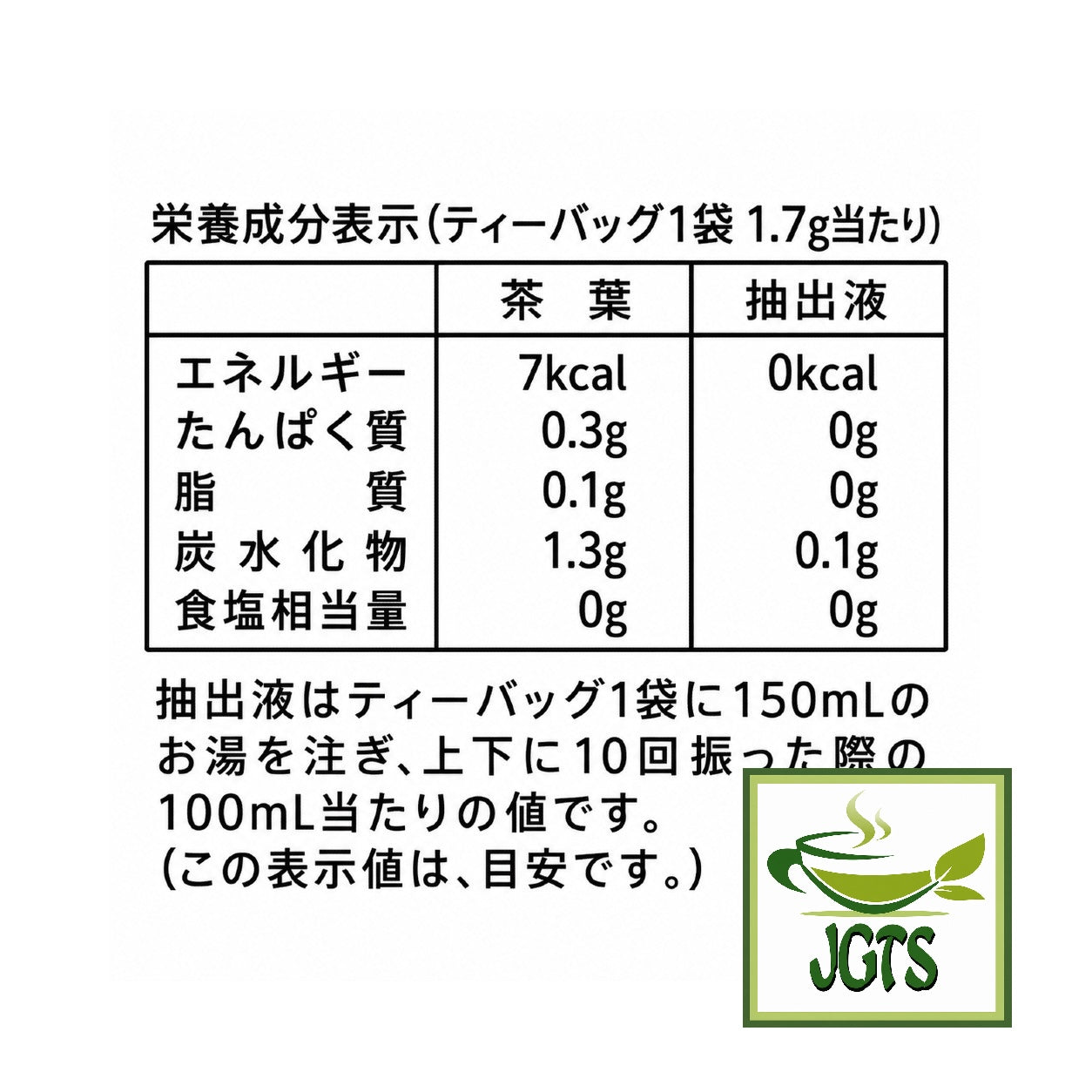 Kunitaro Moomin Decaffeinated Genmaicha Brown Rice Tea - Nutrition information