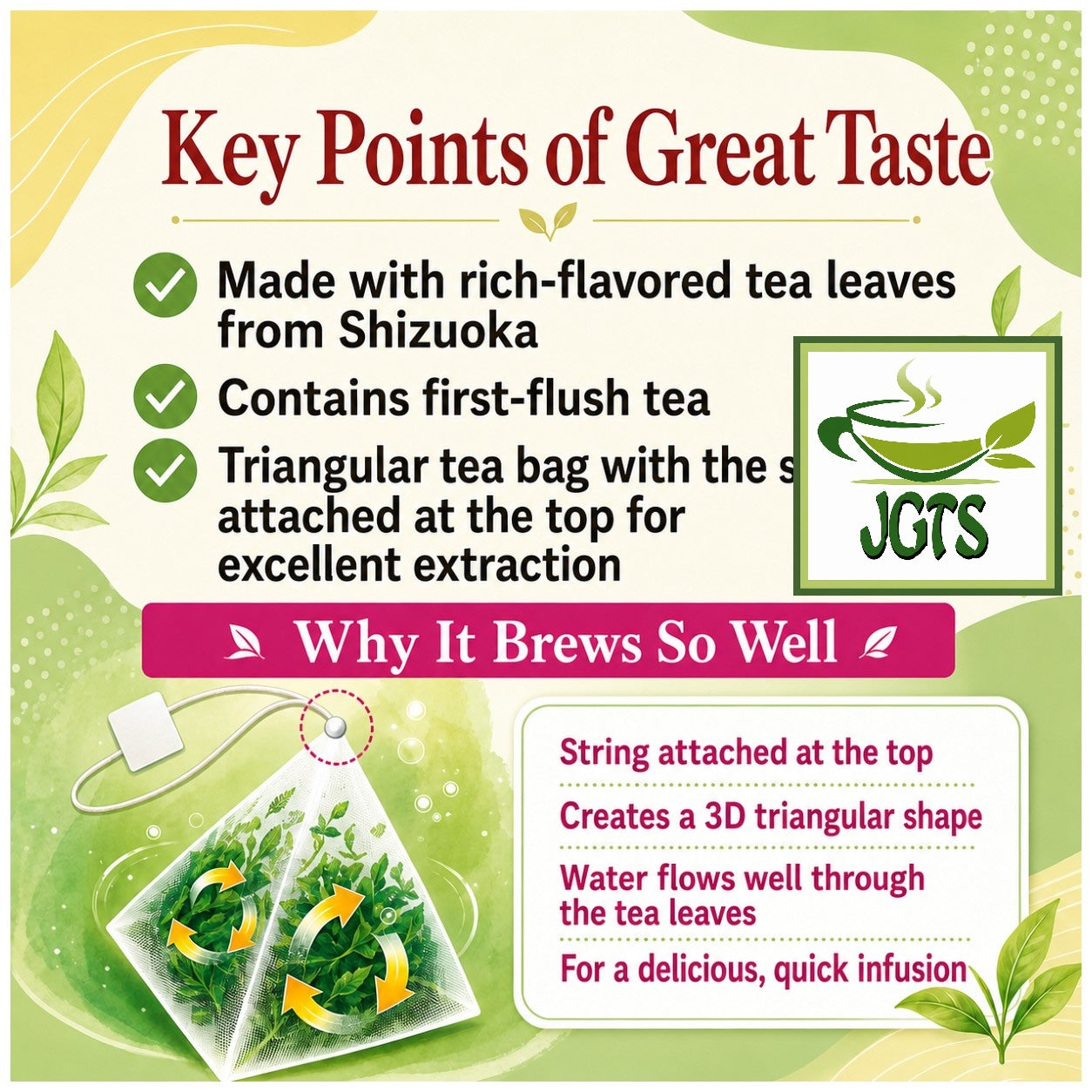 Kunitaro Moomin Decaffeinated Green Tea Bags - Key points of great taste (E)