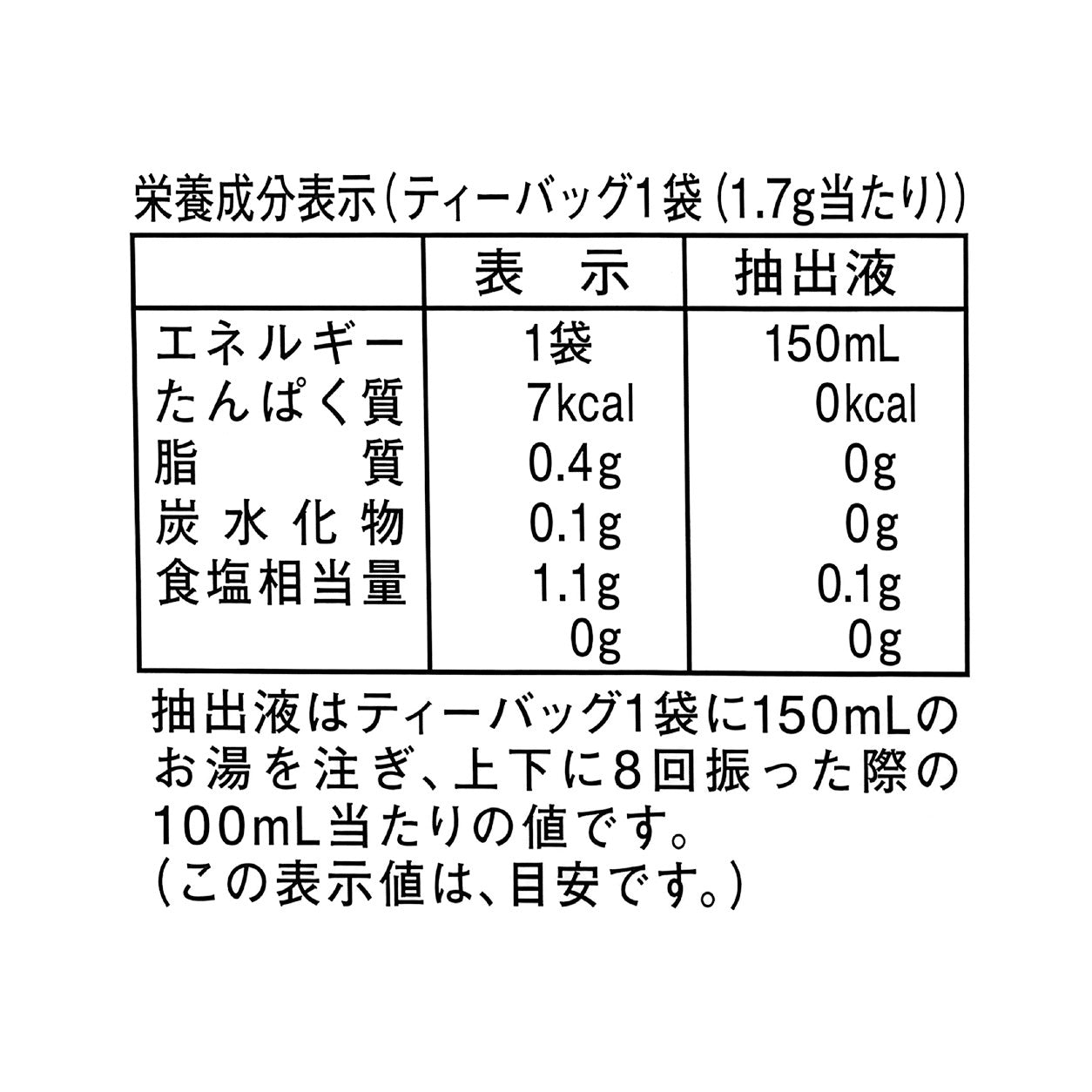 Kunitaro Moomin Decaffeinated Green Tea Bags - Nutrition information