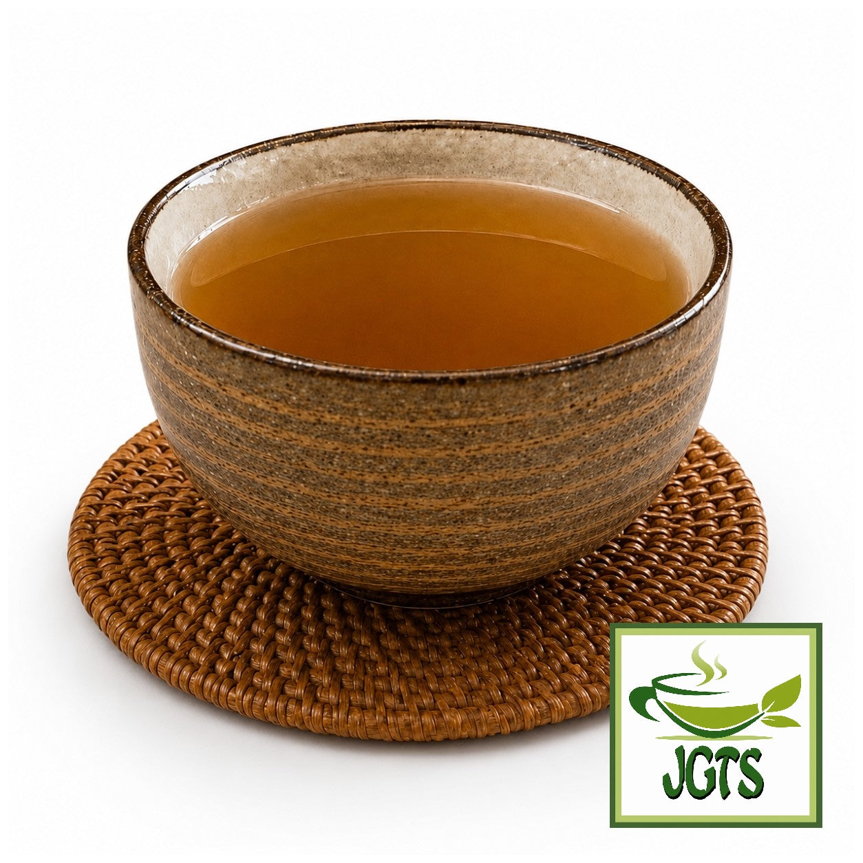 Kunitaro Rich Aromatic Roasted Green Tea Bags (Value Pack) - Served hot in a tea cup
