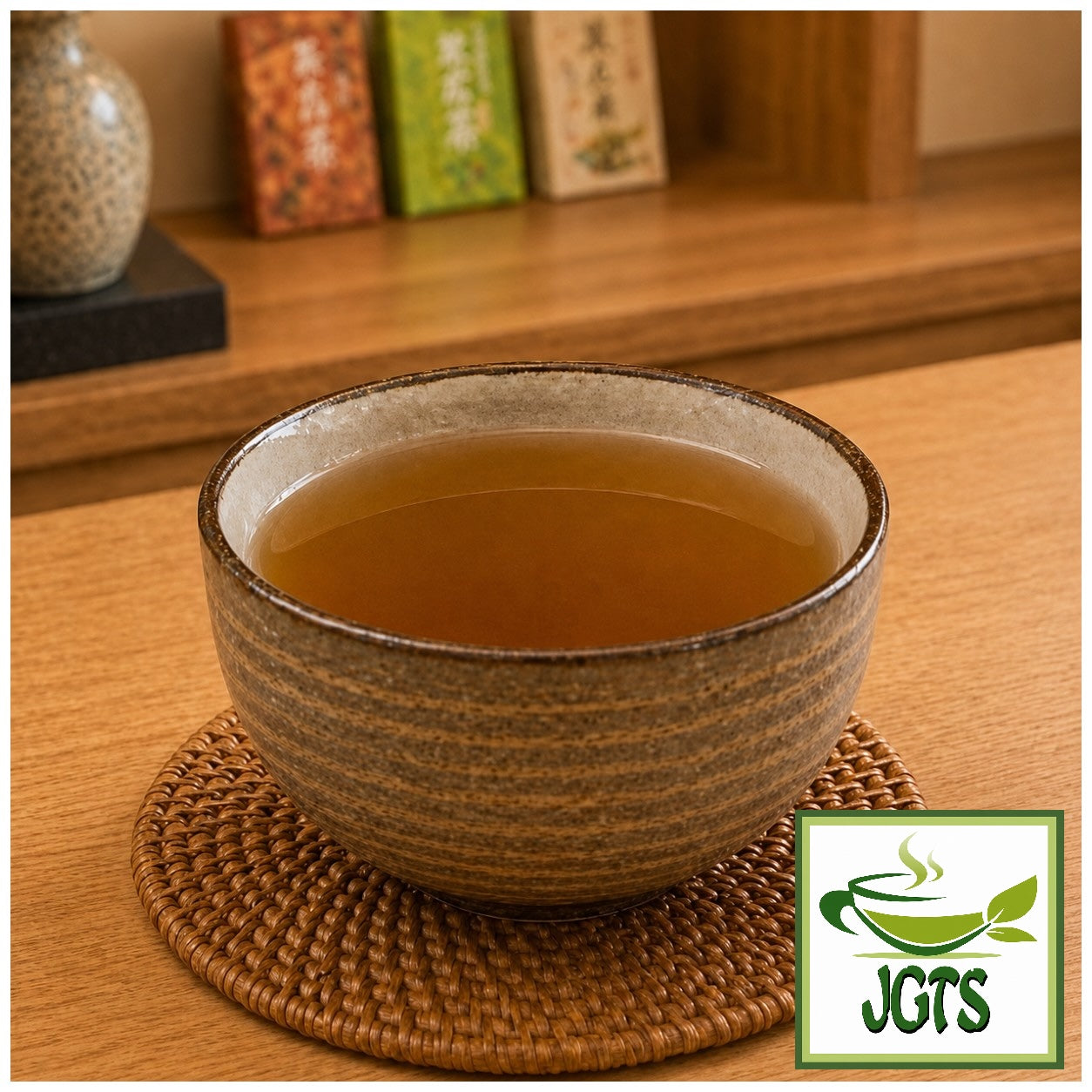Kunitaro Rich Aromatic Roasted Green Tea Bags (Value Pack) - Served hot in cup