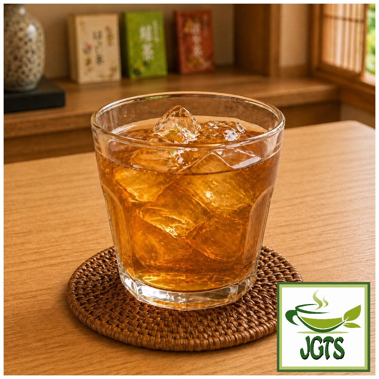 Kunitaro Rich Aromatic Roasted Green Tea Bags (Value Pack) - served cold over ice