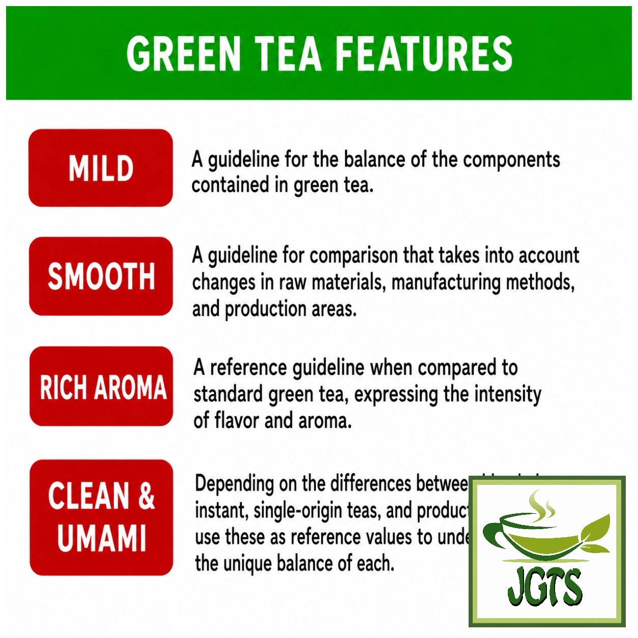 (Kunitaro) Delicious Caffeine-less Deep Steamed Instant Tea  - Product features (E)