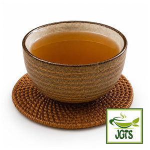 (Kunitaro) Rich Aromatic Roasted Green Tea Bags - Served hot in a tea cup