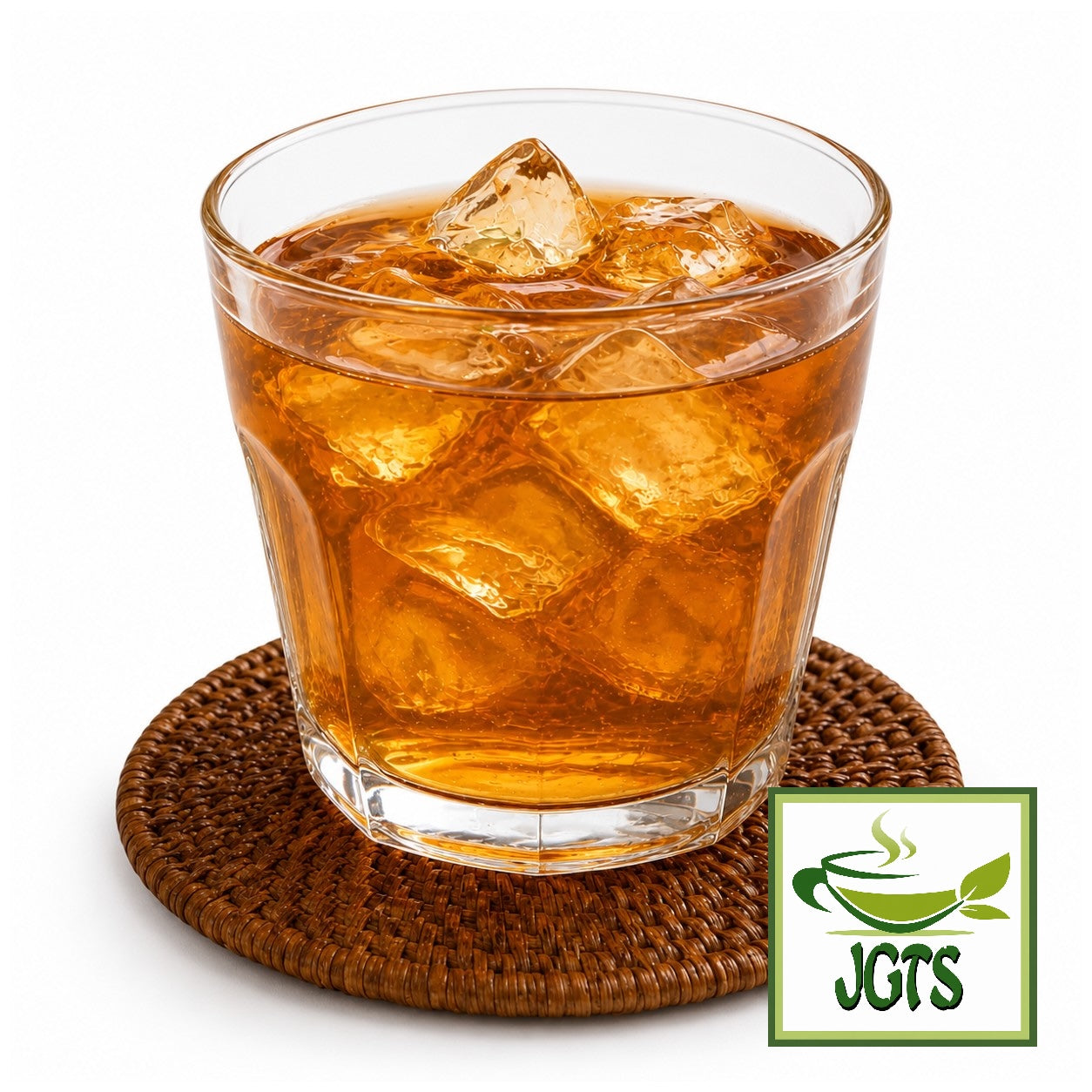 (Kunitaro) Rich Aromatic Roasted Green Tea Bags - served cold over ice in a glass