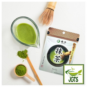  (Kyoeiseicha) Morihan Matcha - Package and whisked matcha