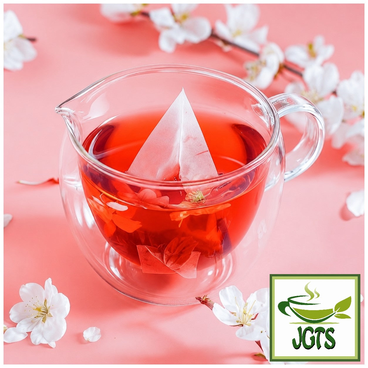 (Lipton) Sakura Tea Japan Limited Blend - Box with cherry blossoms - Sakura teabag in cup